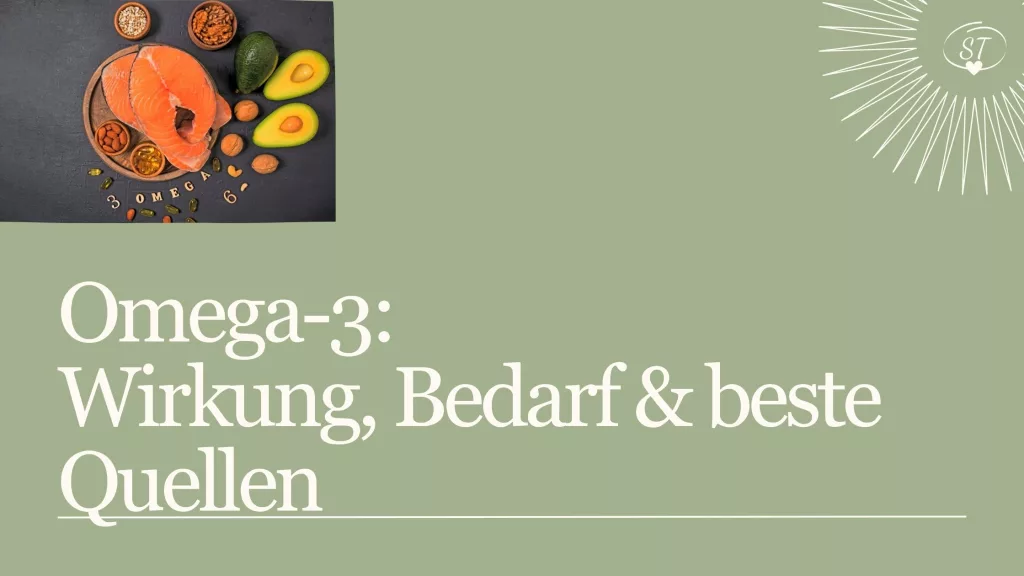 Omega-3-reiche Lebensmittel wie Lachs, Avocado und Nüsse